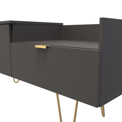 Hong Kong F TV Unit Black 1 Shelf 2 Drawers 128cm