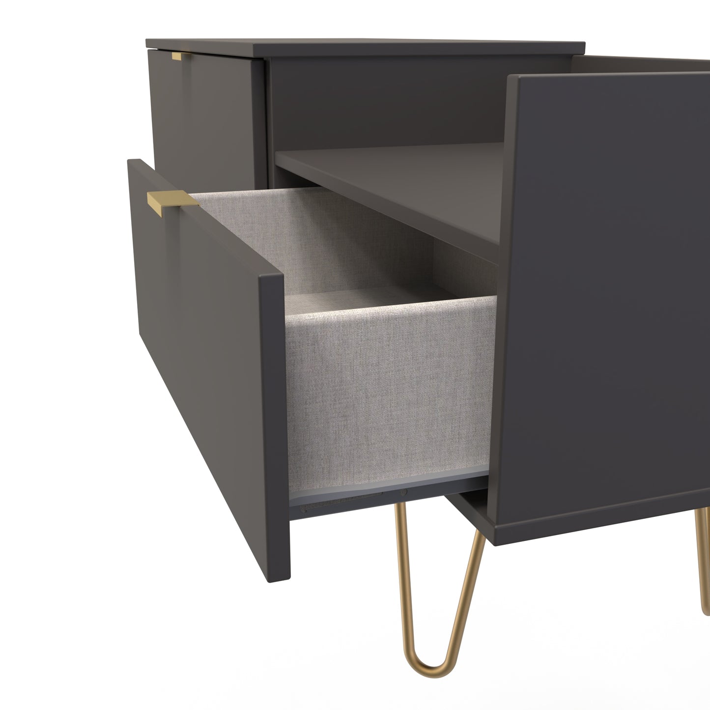 Hong Kong F TV Unit Black 1 Shelf 2 Drawers 128cm