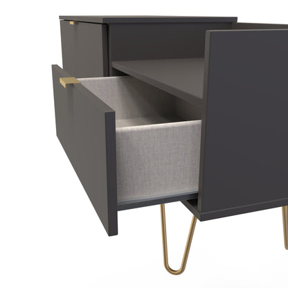 Hong Kong F TV Unit Black 1 Shelf 2 Drawers 128cm