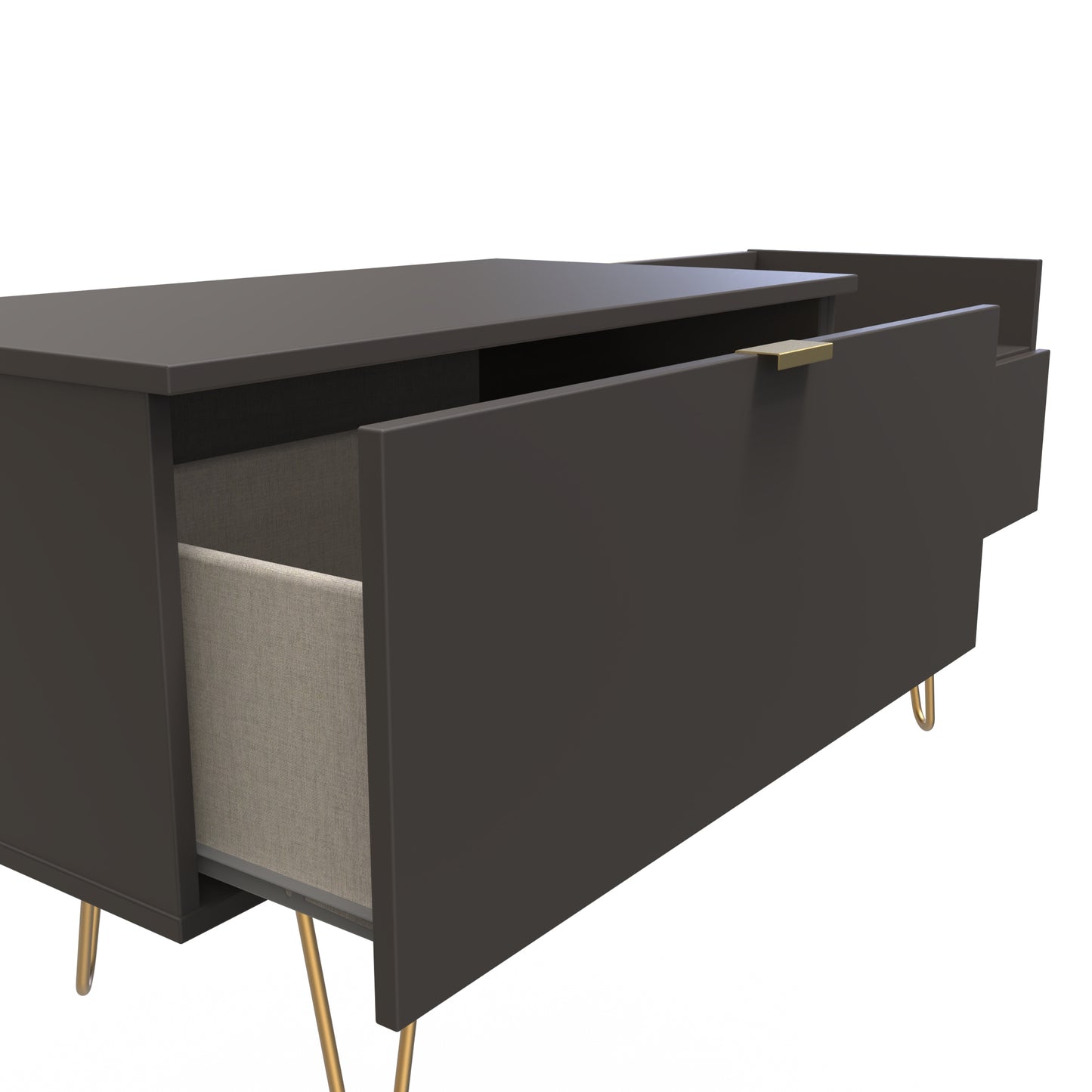 Hong Kong F TV Unit Black 1 Shelf 2 Drawers 128cm