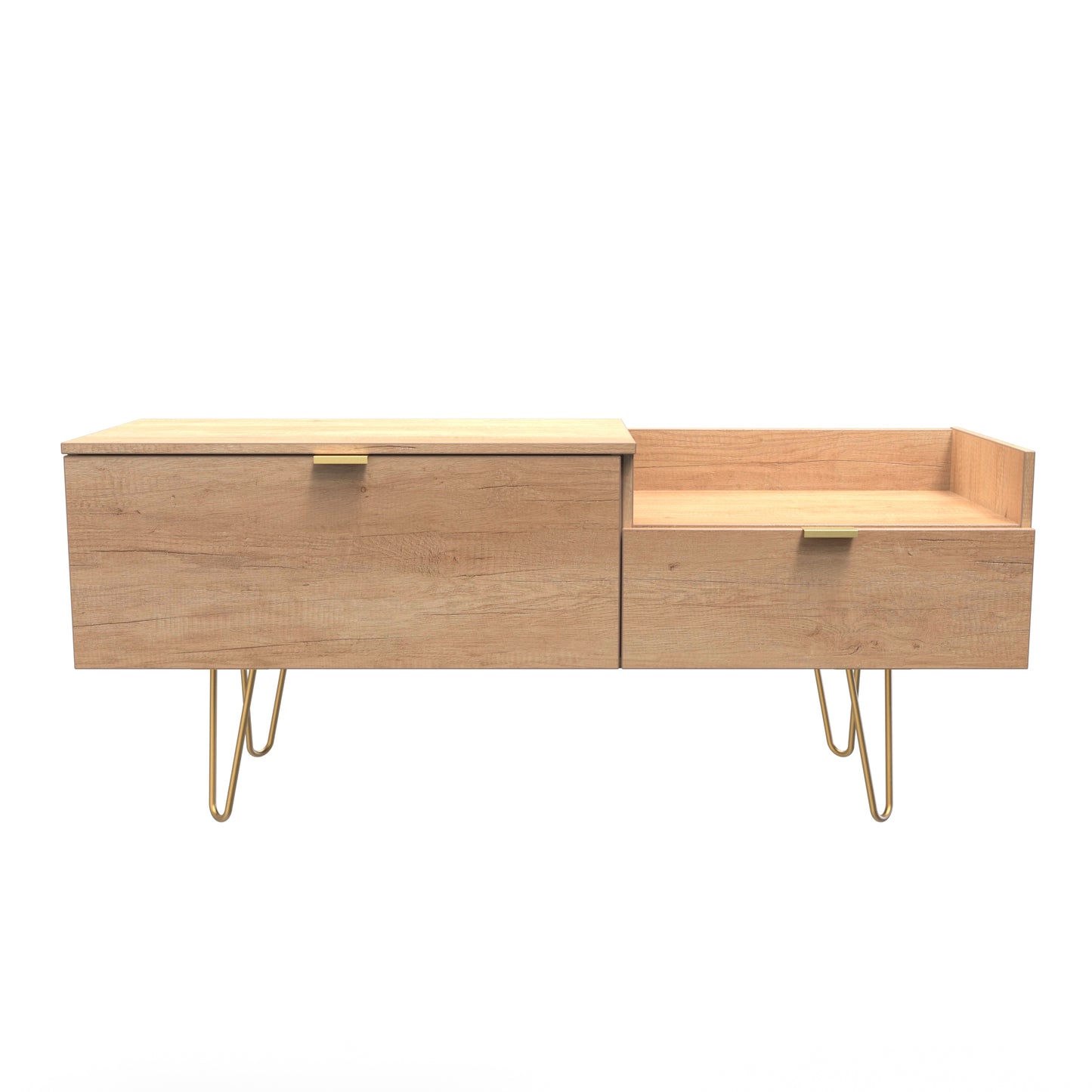 Hong Kong F TV Unit Dark Oak 1 Shelf 2 Drawers 39cm