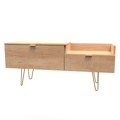 Hong Kong F TV Unit Dark Oak 1 Shelf 2 Drawers 39cm