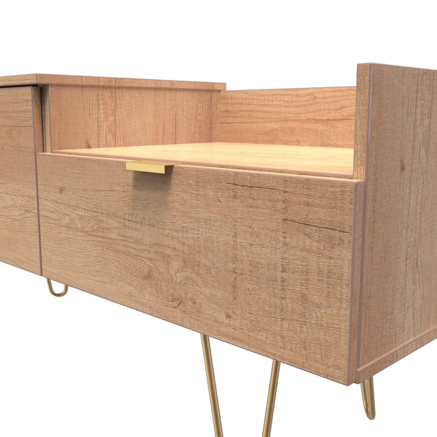 Hong Kong F TV Unit Dark Oak 1 Shelf 2 Drawers 39cm
