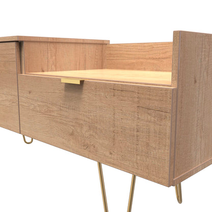 Hong Kong F TV Unit Dark Oak 1 Shelf 2 Drawers 39cm