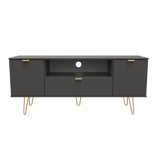 Hong Kong F TV Unit Black 1 Shelf 1 Drawer 2 Doors 144cm