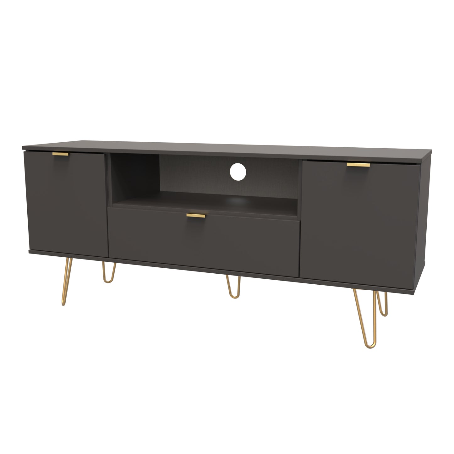 Hong Kong F TV Unit Black 1 Shelf 1 Drawer 2 Doors 144cm