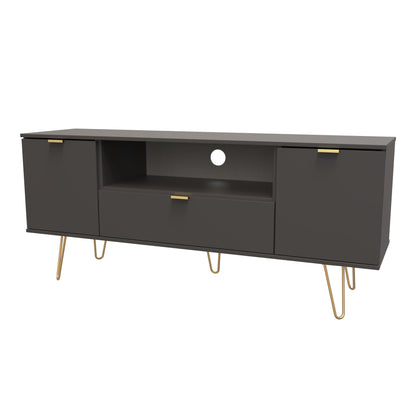 Hong Kong F TV Unit Black 1 Shelf 1 Drawer 2 Doors 144cm