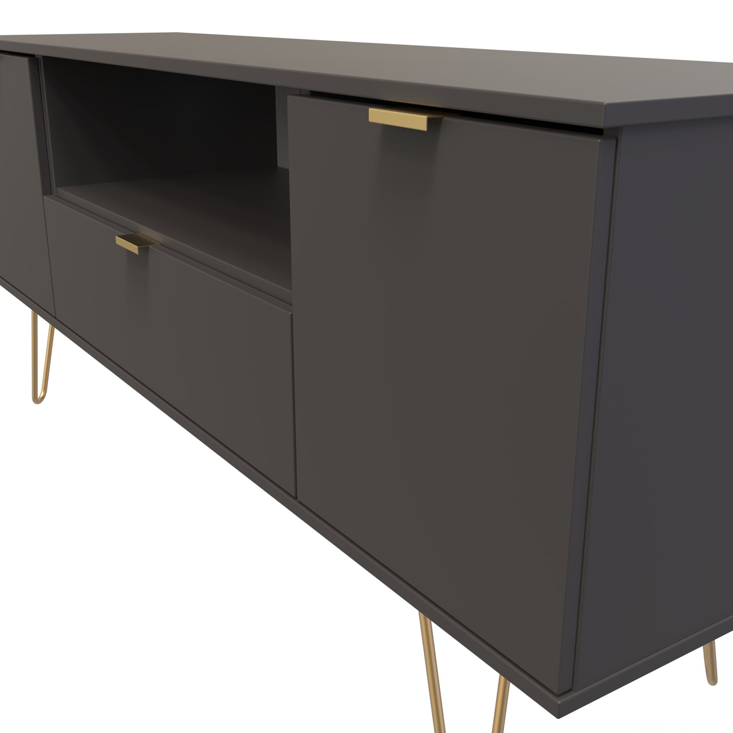 Hong Kong F TV Unit Black 1 Shelf 1 Drawer 2 Doors 144cm