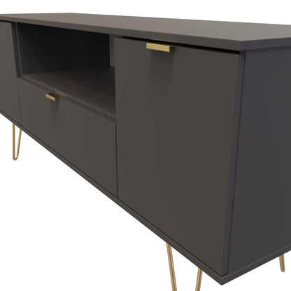 Hong Kong F TV Unit Black 1 Shelf 1 Drawer 2 Doors 144cm