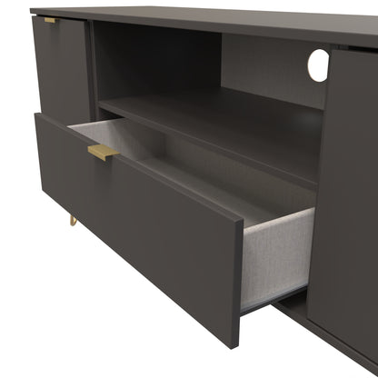 Hong Kong F TV Unit Black 1 Shelf 1 Drawer 2 Doors 144cm