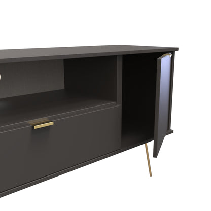Hong Kong F TV Unit Black 1 Shelf 1 Drawer 2 Doors 144cm