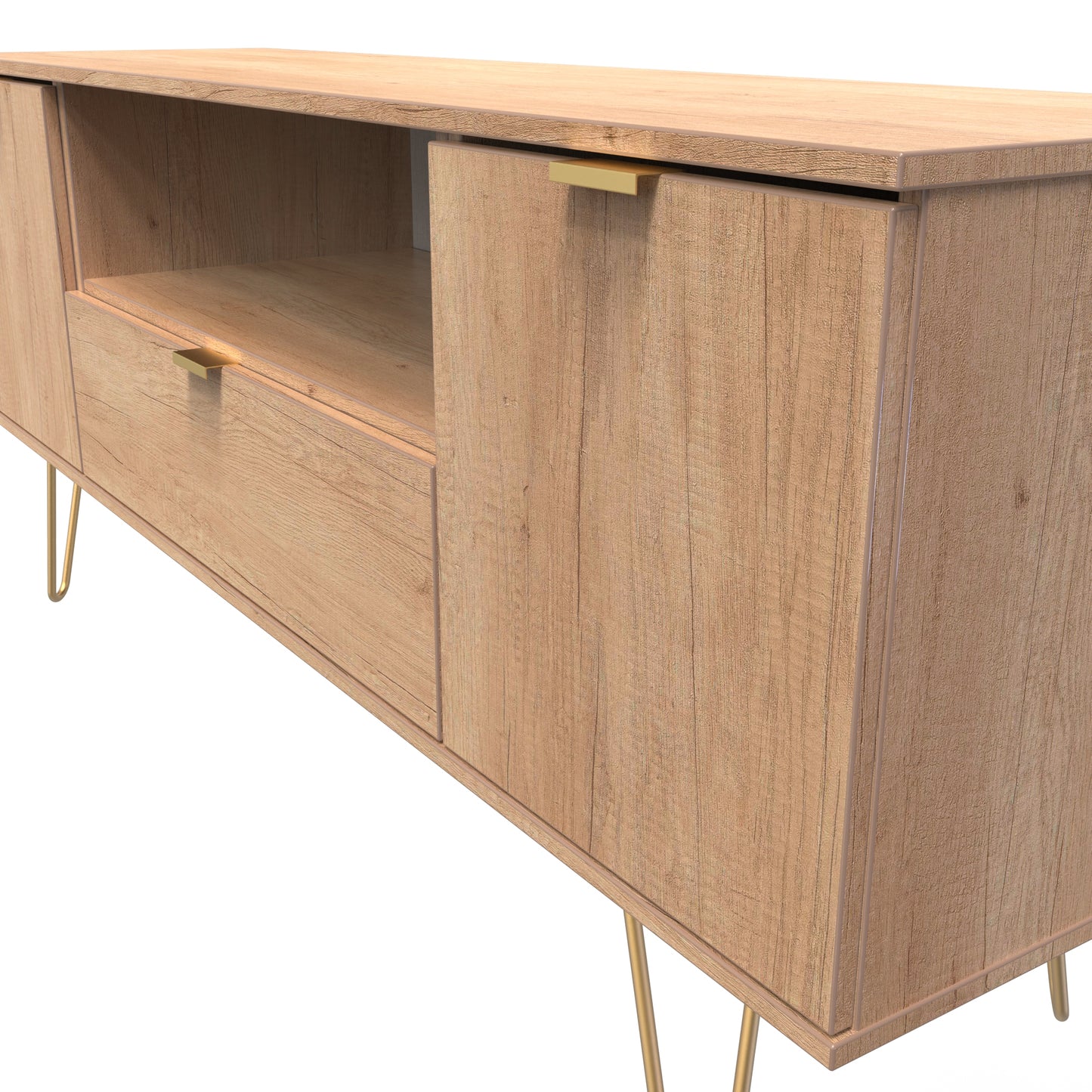 Hong Kong F TV Unit Dark Oak 1 Shelf 1 Drawer 2 Doors 39cm