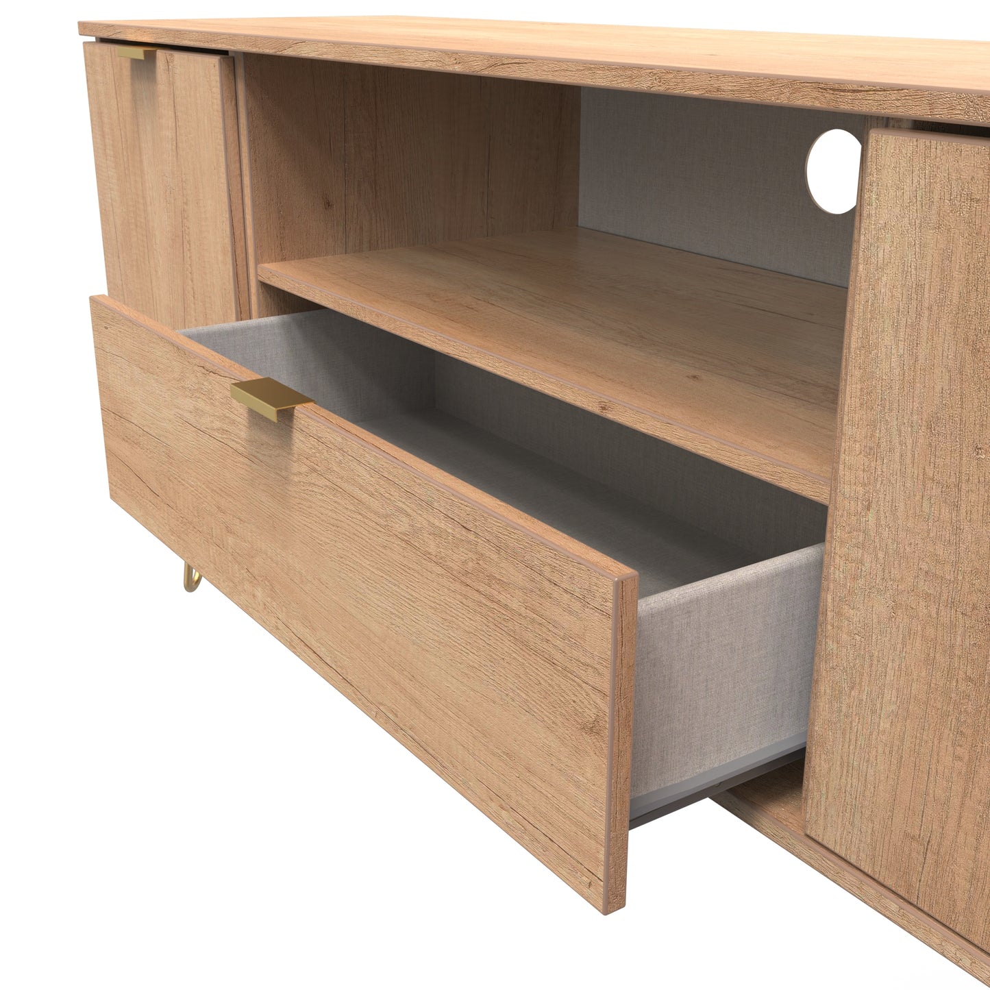 Hong Kong F TV Unit Dark Oak 1 Shelf 1 Drawer 2 Doors 39cm