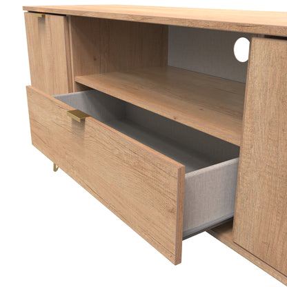 Hong Kong F TV Unit Dark Oak 1 Shelf 1 Drawer 2 Doors 39cm
