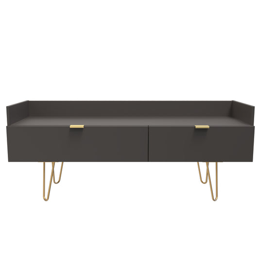 Hong Kong F TV Unit Black 2 Drawers 128cm