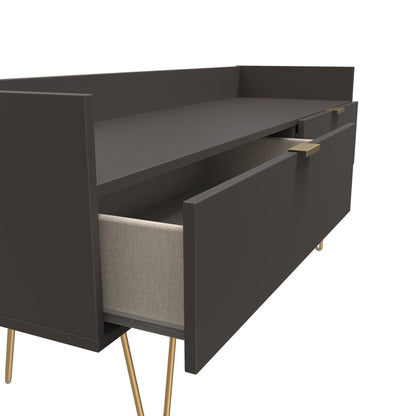 Hong Kong F TV Unit Black 2 Drawers 128cm