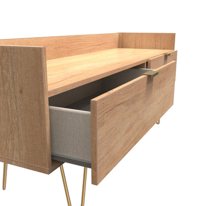 Hong Kong F TV Unit Dark Oak 2 Drawers 39cm