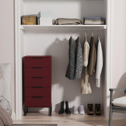 Hong Kong G Tall Tallboy Red 5 Drawers 109cm