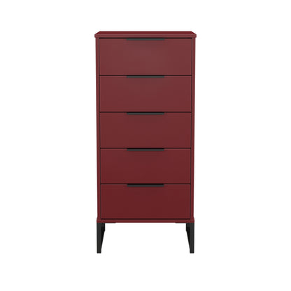 Hong Kong G Tall Tallboy Red 5 Drawers 109cm