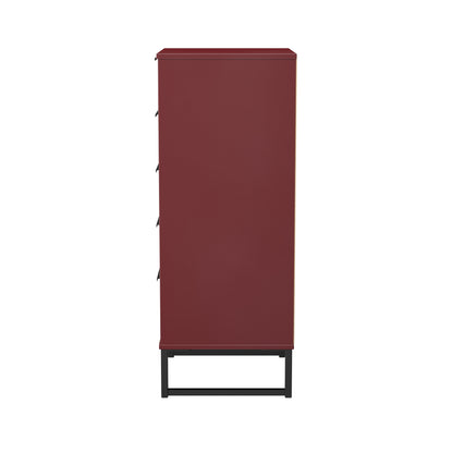 Hong Kong G Tall Tallboy Red 5 Drawers 109cm