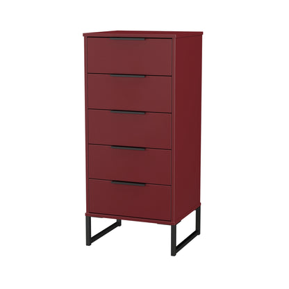 Hong Kong G Tall Tallboy Red 5 Drawers 109cm