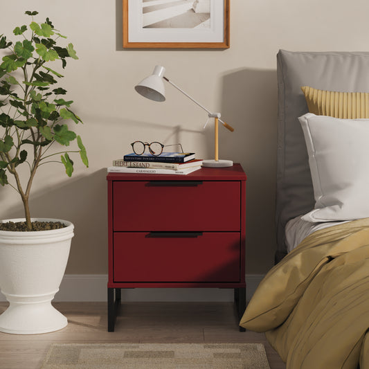 Hong Kong G Bedside Table Red 2 Drawers 60cm