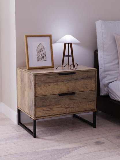 Hong Kong G Side Table Oak 2 Drawers 60cm