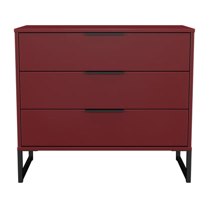 Hong Kong G Chest of Drawers Red 3 Drawers 77cm