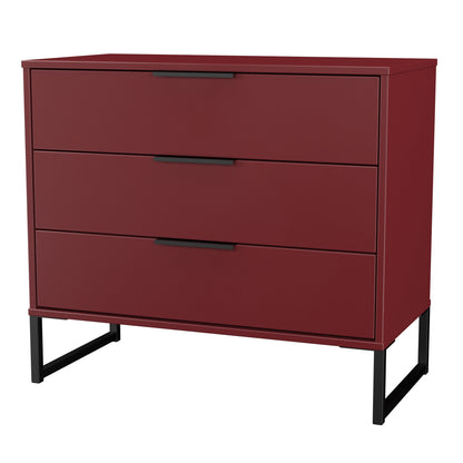 Hong Kong G Chest of Drawers Red 3 Drawers 77cm
