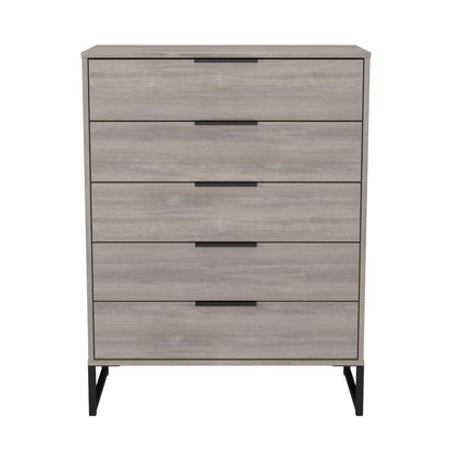 Hong Kong G Tall Chest of Drawers Light Grey 5 Drawers 109cm