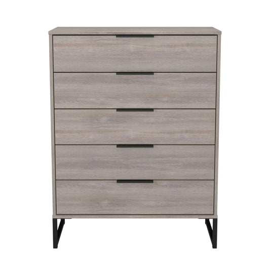 Hong Kong G Tall Chest of Drawers Light Grey 5 Drawers 109cm