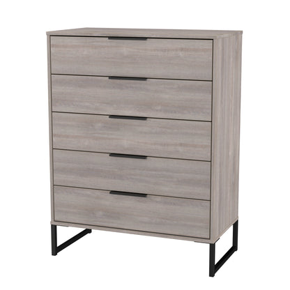 Hong Kong G Tall Chest of Drawers Light Grey 5 Drawers 109cm