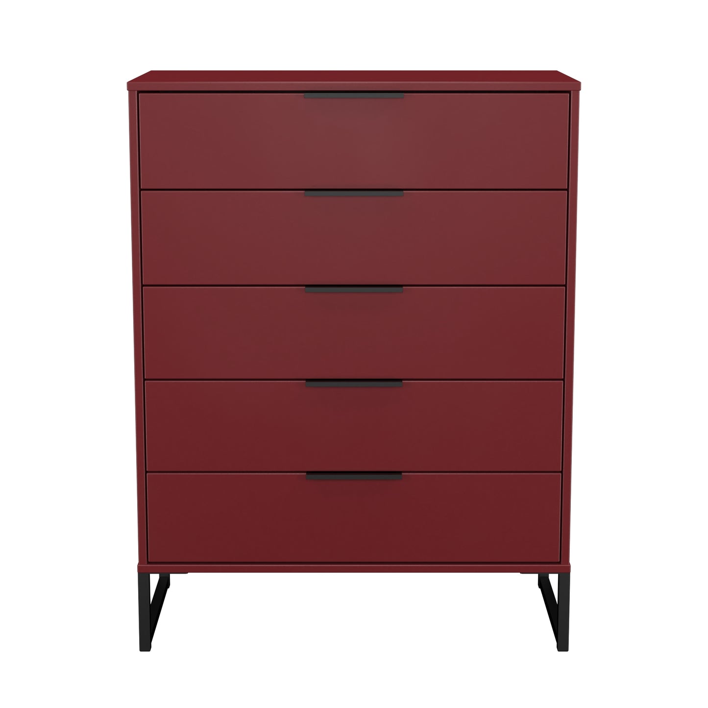 Hong Kong G Tall Chest of Drawers Red 5 Drawers 109cm
