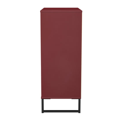 Hong Kong G Tall Chest of Drawers Red 5 Drawers 109cm