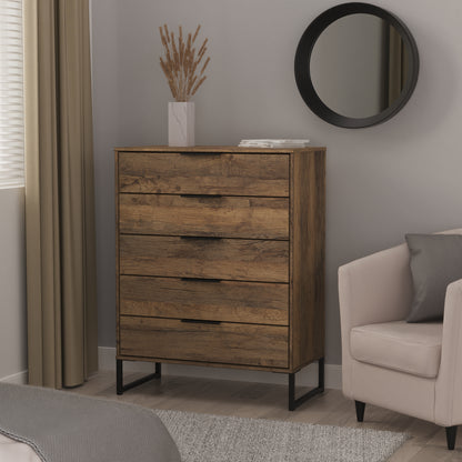 Hong Kong G Tall Chest of Drawers Oak 5 Drawers 109cm