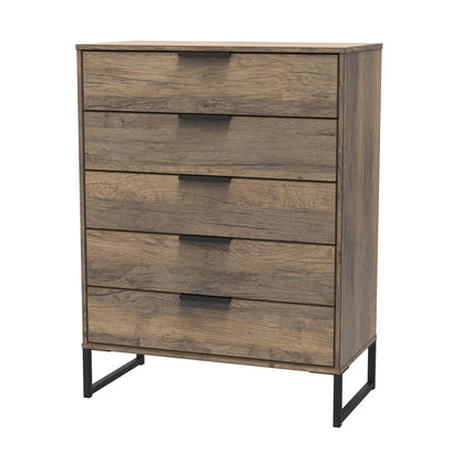 Hong Kong G Tall Chest of Drawers Oak 5 Drawers 109cm