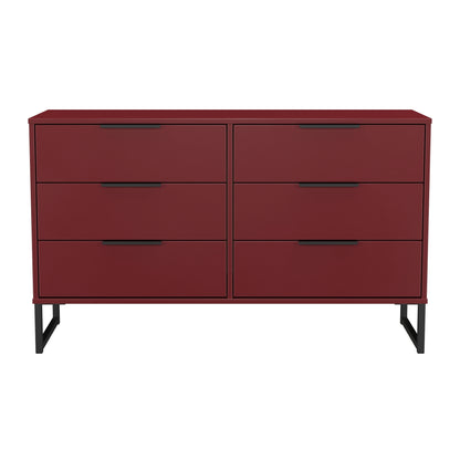 Hong Kong G Large Chest of Drawers Red 6 Drawers 115cm