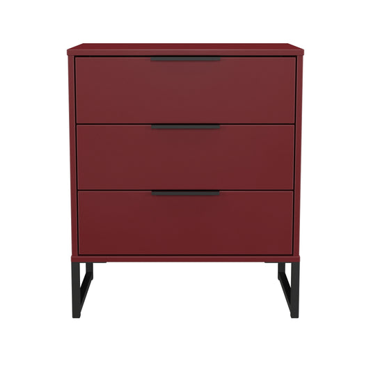Hong Kong G Chest of Drawers Red 3 Drawers 76cm