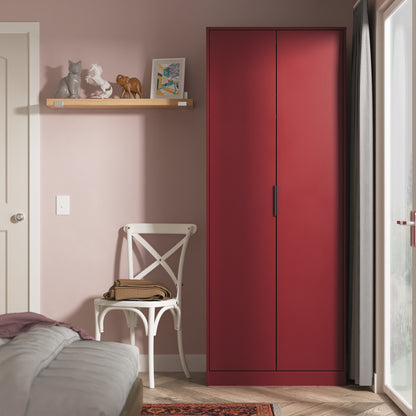 Hong Kong G Tall Wardrobe Red 2 Doors 1 Shelf 197cm