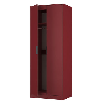 Hong Kong G Tall Wardrobe Red 2 Doors 1 Shelf 197cm
