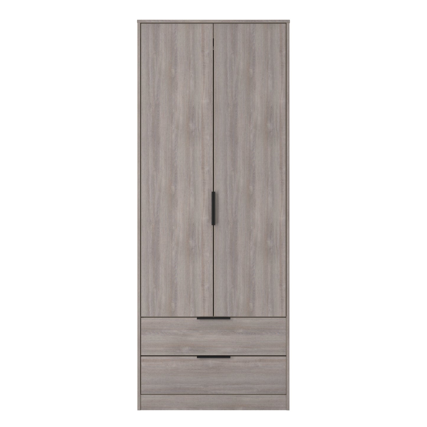 Hong Kong G Tall Wardrobe Light Grey 2 Doors 2 Drawers 197cm