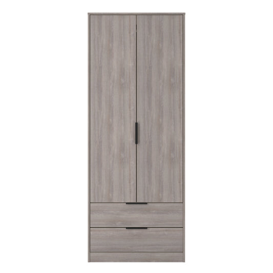 Hong Kong G Tall Wardrobe Light Grey 2 Doors 2 Drawers 197cm