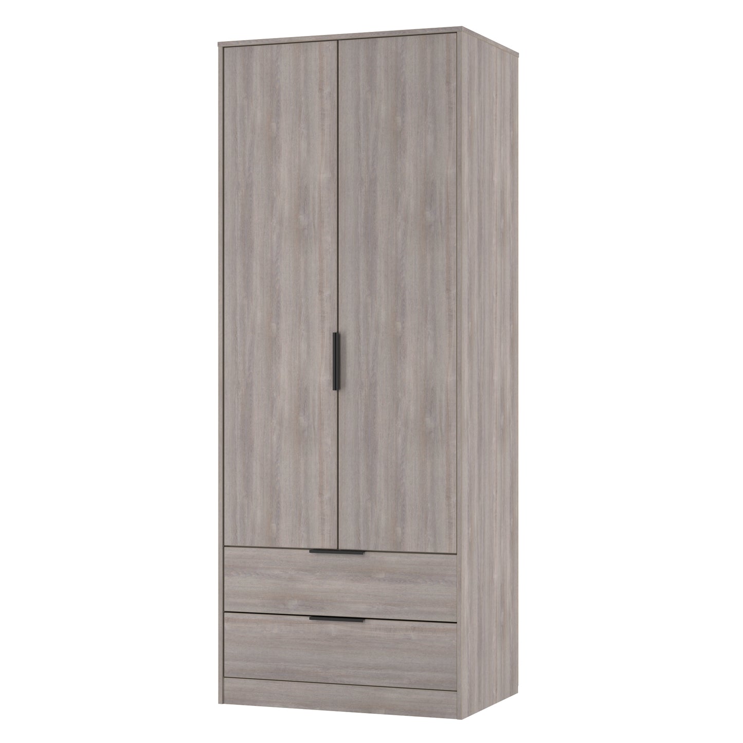 Hong Kong G Tall Wardrobe Light Grey 2 Doors 2 Drawers 197cm