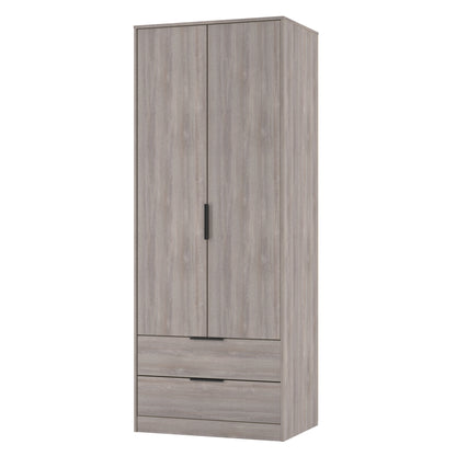 Hong Kong G Tall Wardrobe Light Grey 2 Doors 2 Drawers 197cm