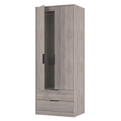 Hong Kong G Tall Wardrobe Light Grey 2 Doors 2 Drawers 197cm