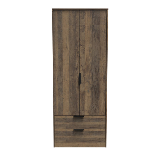 Hong Kong G Tall Wardrobe Oak 2 Doors 2 Drawers 197cm