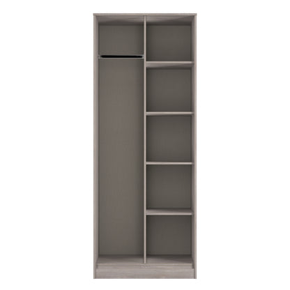 Hong Kong G Tall Wardrobe Light Grey 5 Shelves 197cm