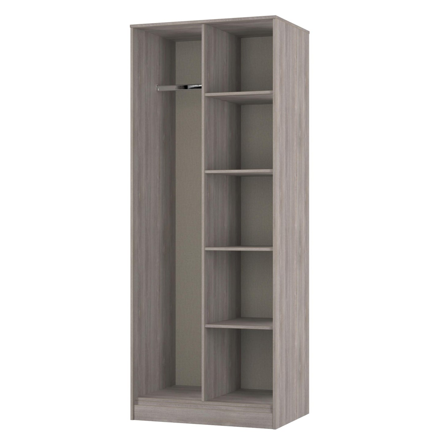 Hong Kong G Tall Wardrobe Light Grey 5 Shelves 197cm