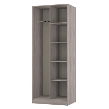 Hong Kong G Tall Wardrobe Light Grey 5 Shelves 197cm