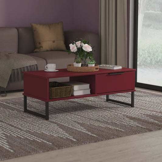 Hong Kong G Coffee Table Red 1 Shelf 1 Drawer 92cm